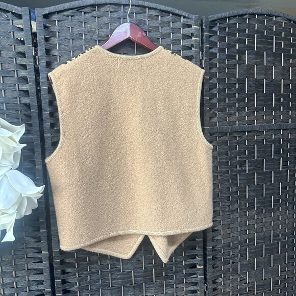 Lisa International Vintage Brown Leopard Boiled Wool Sweater Vest Size Large - Picture 4 of 7